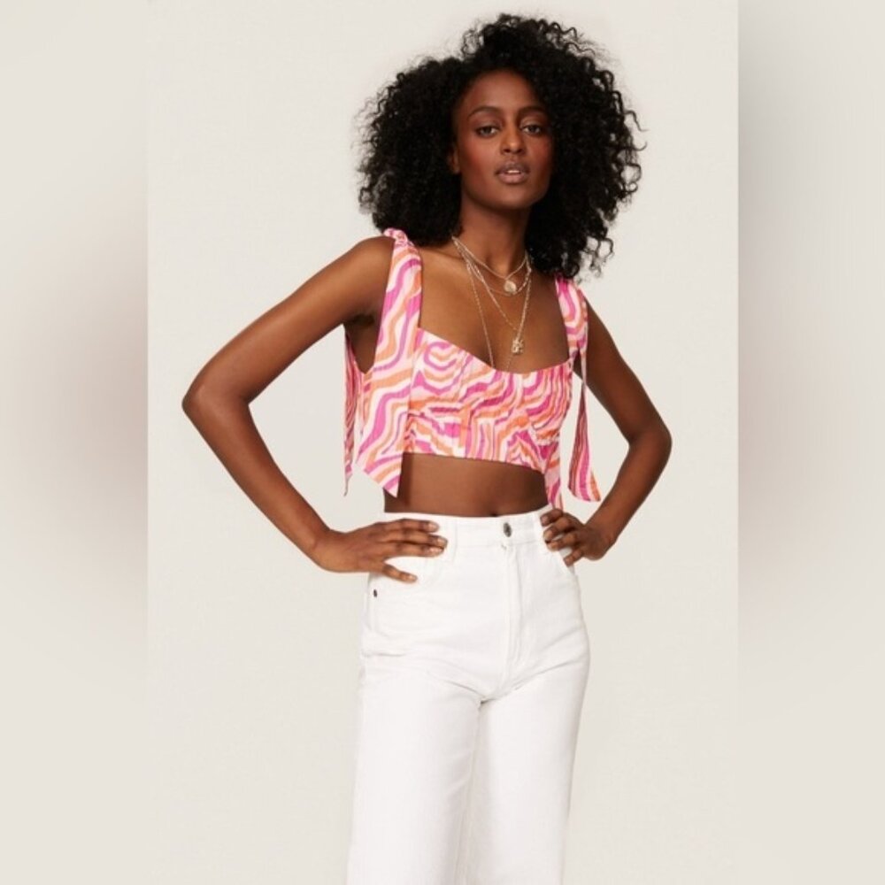 NWT Solid & Striped Frankie Bra Top Pink Orange Resort Vacation Size Small